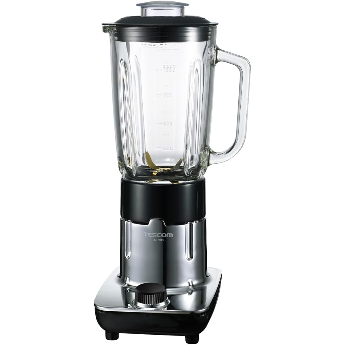 Tescom Mixer Juice Mixer 1000ml with Mill Large Blade that Can Finely Grind Ice Glass Bottle Compact Storage Center Cap Dial Switch Titanium Cutter TM8300