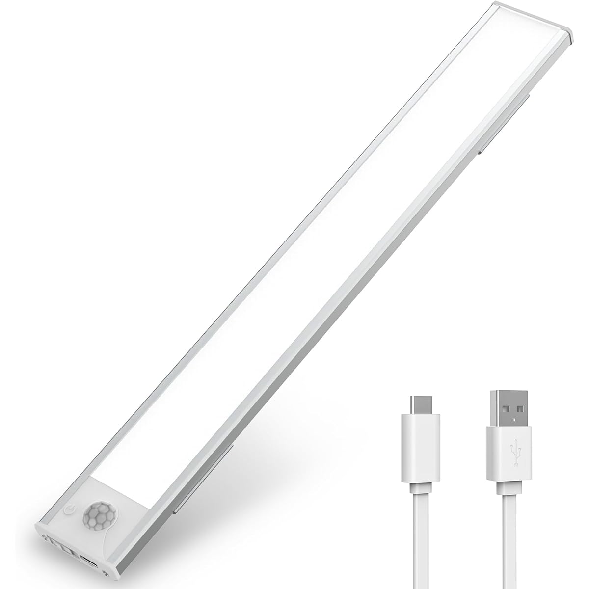 LED Motion Sensor Cabinet Light, Motion Sensor Light Under Cabinet Armoire Light, Wireless USB Rechargeable Kitchen Night Light 30cm 35-LED Rechargeable Light Stair Light Cabinet Light 120° 3M Induction Distance Indoor Ultra Thin Design Energy saving Hig