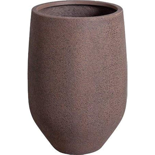 Plus Garden FRP Large Flower Pot Io Long M Φ445mm With Bottom Hole Light Brown H344-03