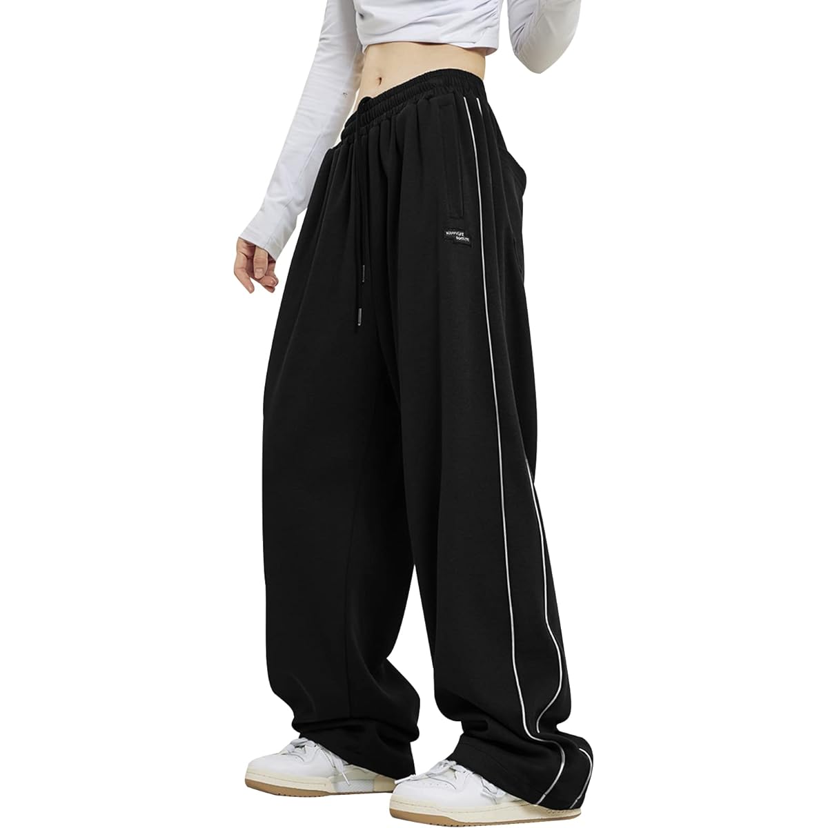 [Vincent house] Sportswear Pants, Jersey, Sideline, Loose, Lightweight, Training Pants, Long Pants, Running, Yoga Pants, Breathable, Stretch, Sweat Absorbent, Quick Drying, Stylish, Dance, Ladies