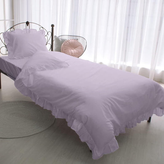 Seafield [100% Cotton] Volume Ruffles 3 Piece Duvet Cover Set Single Single Long S Smoky Pink Pillowcase Sheets Duvet Cover Washable cottonbird MU-20