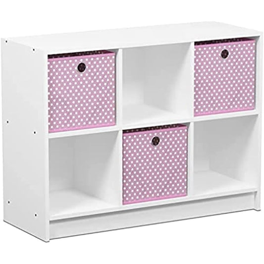 Furinno Basic Bookcase White/Pink 3x2 with Storage Box [Regular Japanese Import Product]