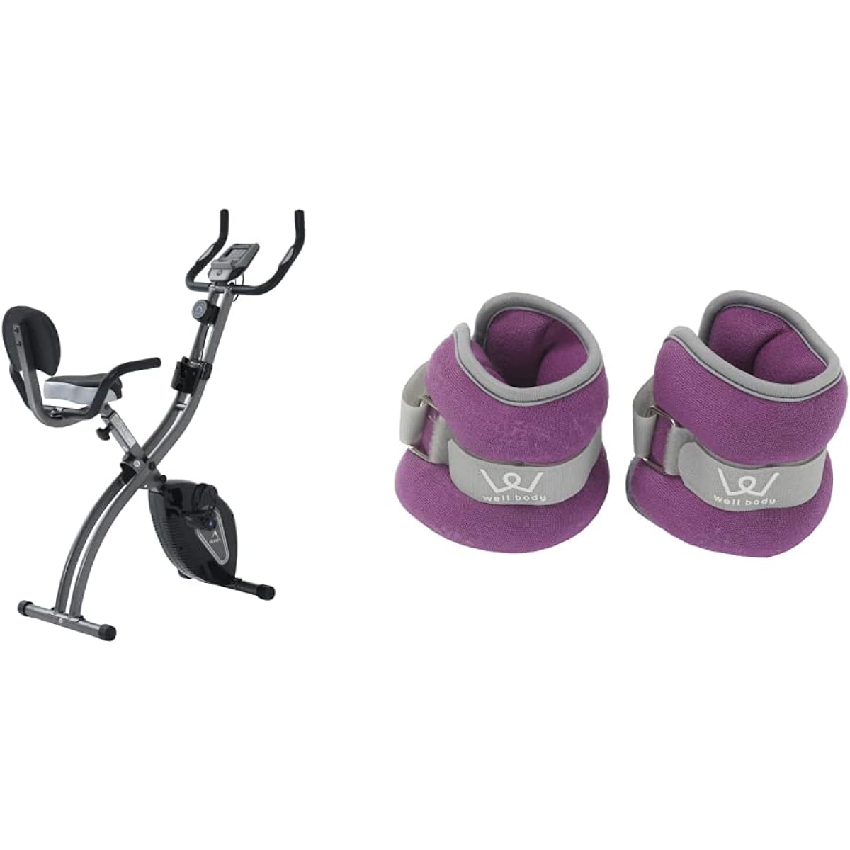 ALINCO Fitness Bike Comfort Bike Space Saving AFB4520K Quiet Saddle Adjustment Easy Assembly Heart Rate Measurement Tablet Tray Folding Backrest + ALINCO Wrist Ankle Weight 1.5kg Set of 2 WB307