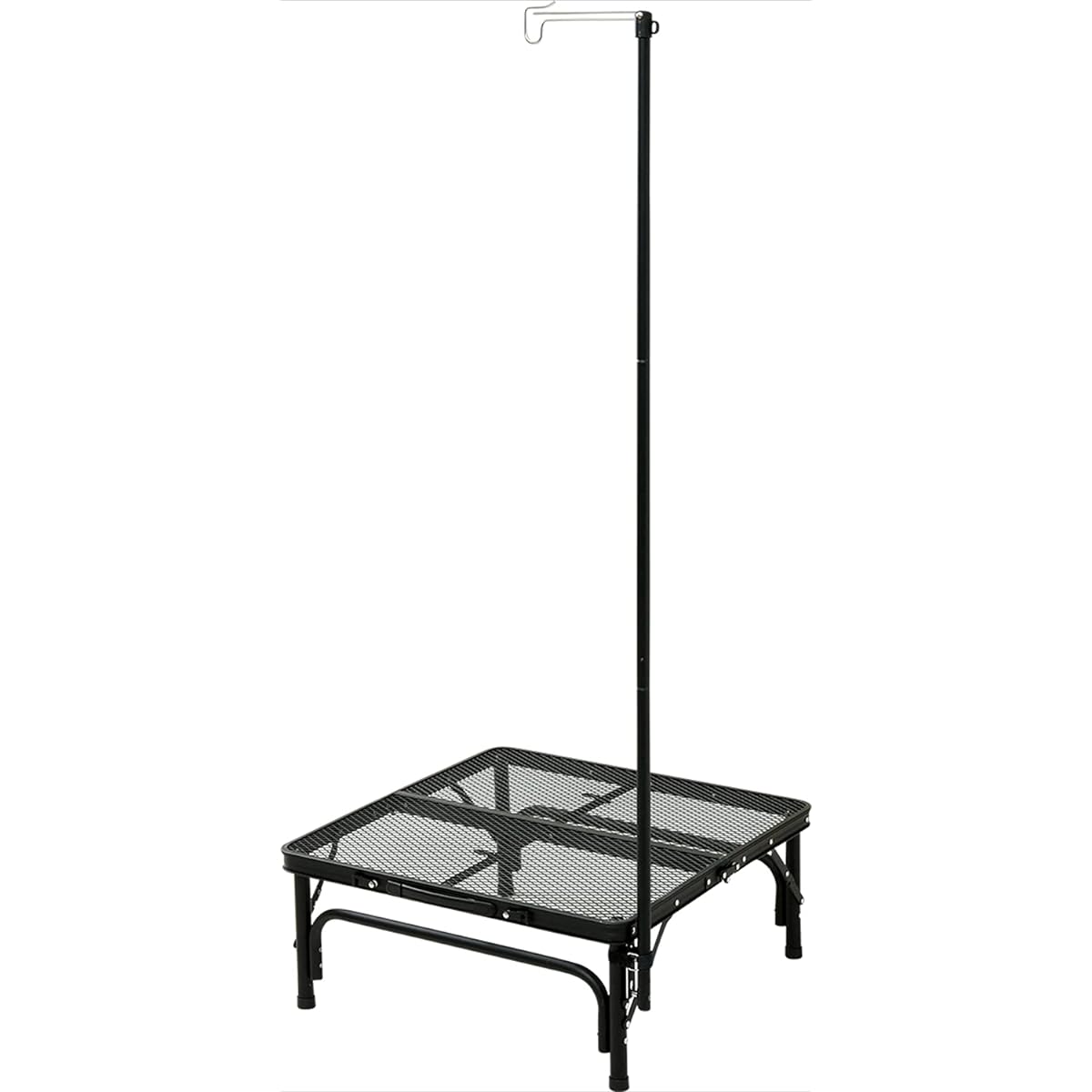 [Campers Collection Yamazen] Tough Light Table with Lantern Pole Black LTT-6060P(MBK) Body Size: Width 60 x Depth 60 x Height 109/155cm (Table Height 26cm)