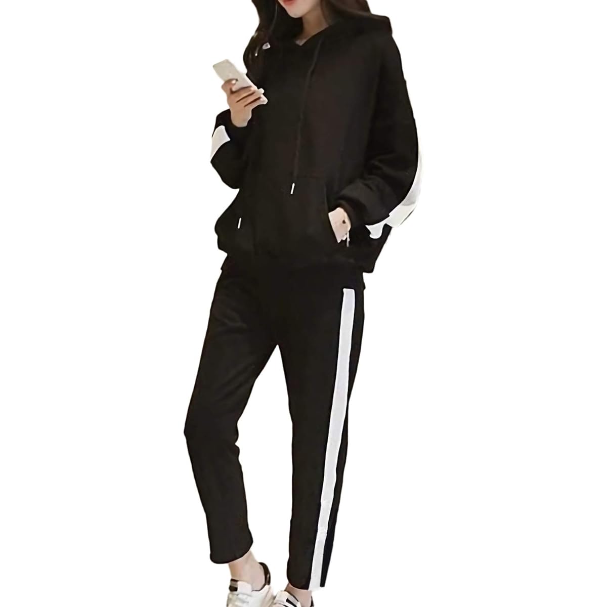 Monoa Jersey Top and Bottom Set, Long Sleeve Sweatshirt, Pullover, Quarter Length, Pants Setup, Women's Fashion