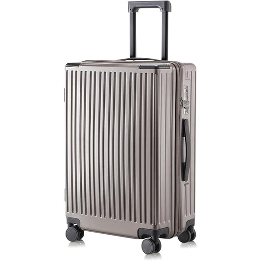 [ISUKI] Suitcase, Zipper, Carry Bag, Carry Case, Carry-on, Ultra Light, Zipper, TSA Lock Included, Shockproof, Popular, Quiet Double Casters, 360 Degree Rotation, Travel, Business, Gold, M Size, Approx. 61L