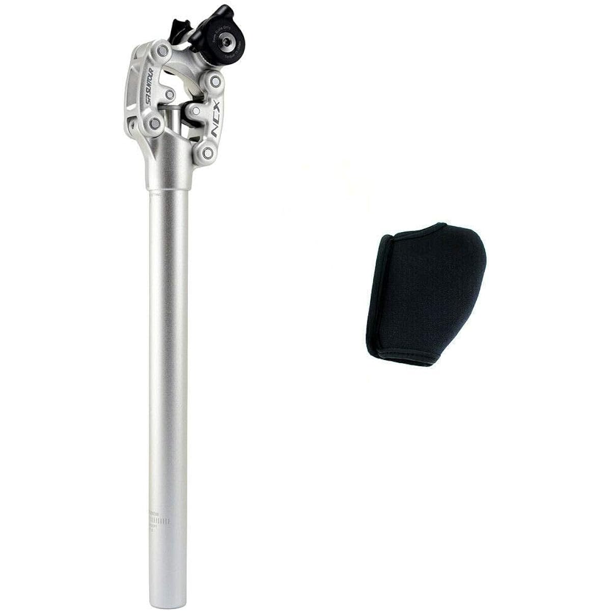 SR SUNTOUR SP12 NCX Suspension Seat Post with Protective Cover 27.2X400mm, Silver, VK2297