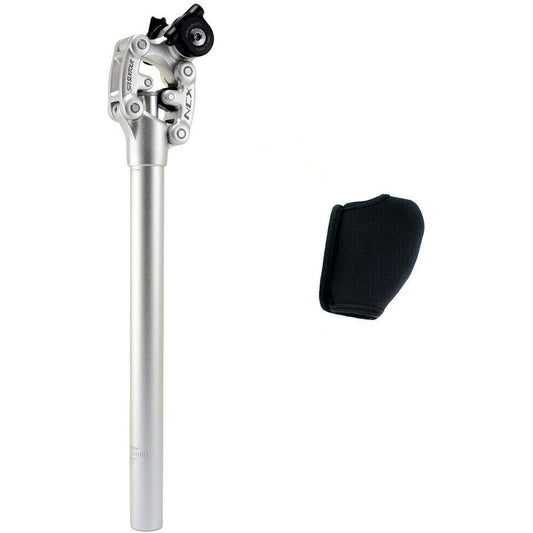 SR SUNTOUR SP12 NCX Suspension Seat Post with Protective Cover 27.2X400mm, Silver, VK2297