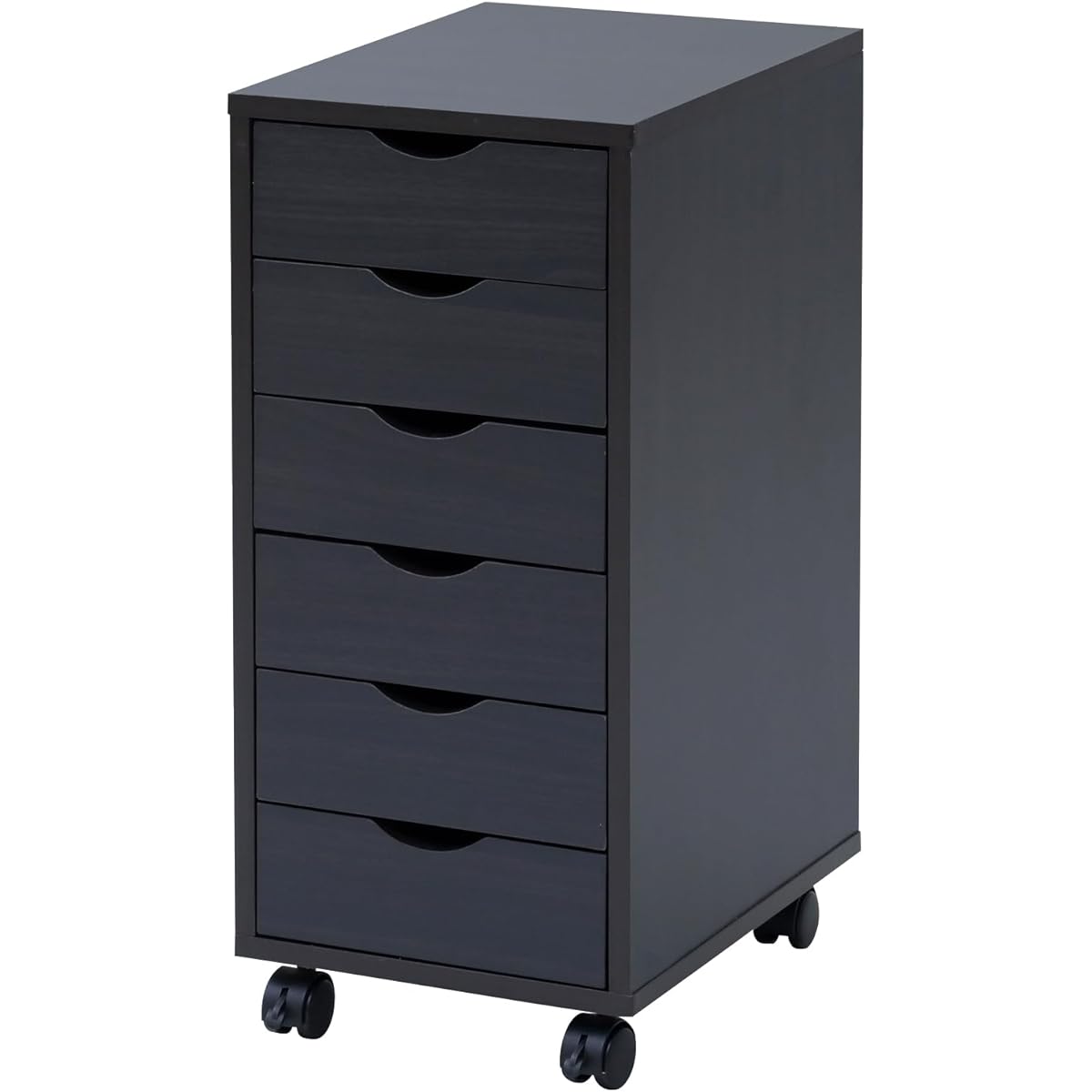 [Yamazen] Shelf Chest, 6 Tiers, Drawers, with Casters, Compatible with A4 Files, Storage Rack, Width 28.5 x Depth 36.5 x Height 65cm, Document Case, Next to Desk, Wagon, Assembly Product, Dark Brown CTC-6DW(DBR)