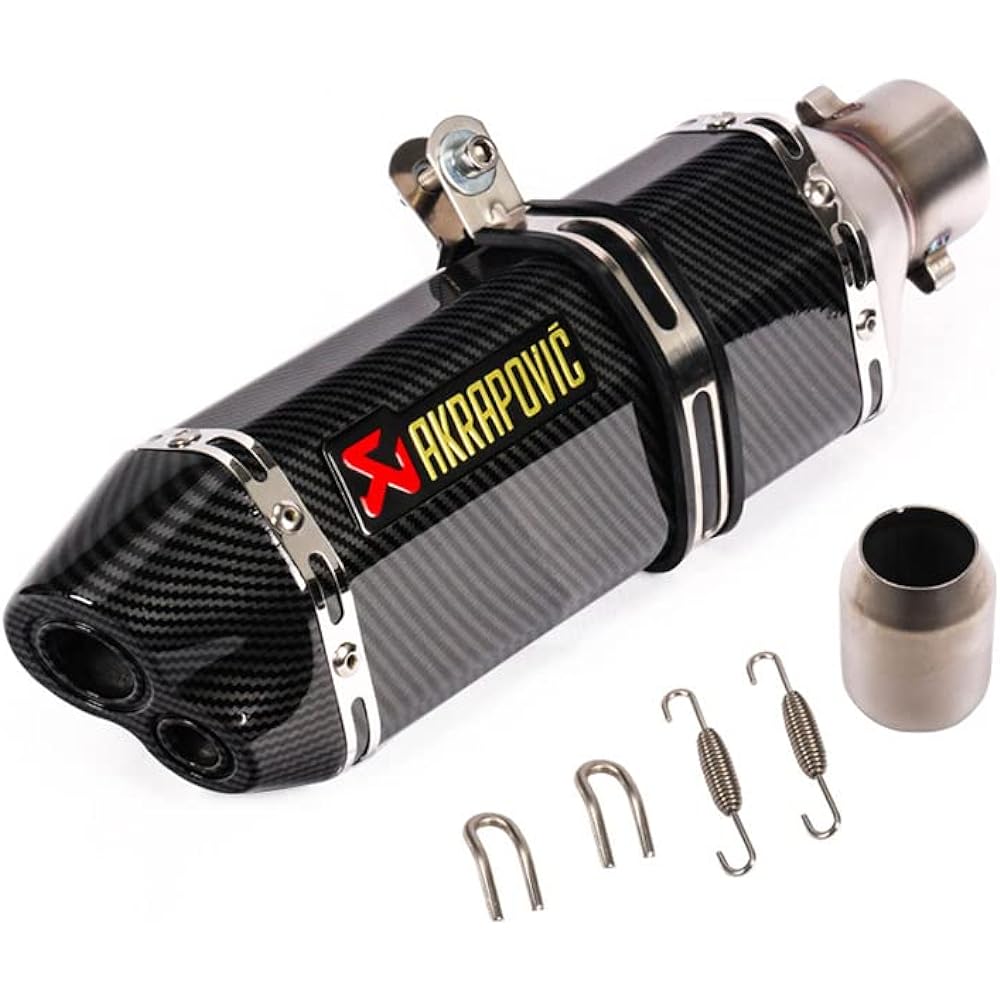 Bike Silencer Slip-on Muffler Bike Muffler Inner Baffle Inlet 50.8mm Universal Length 370mm