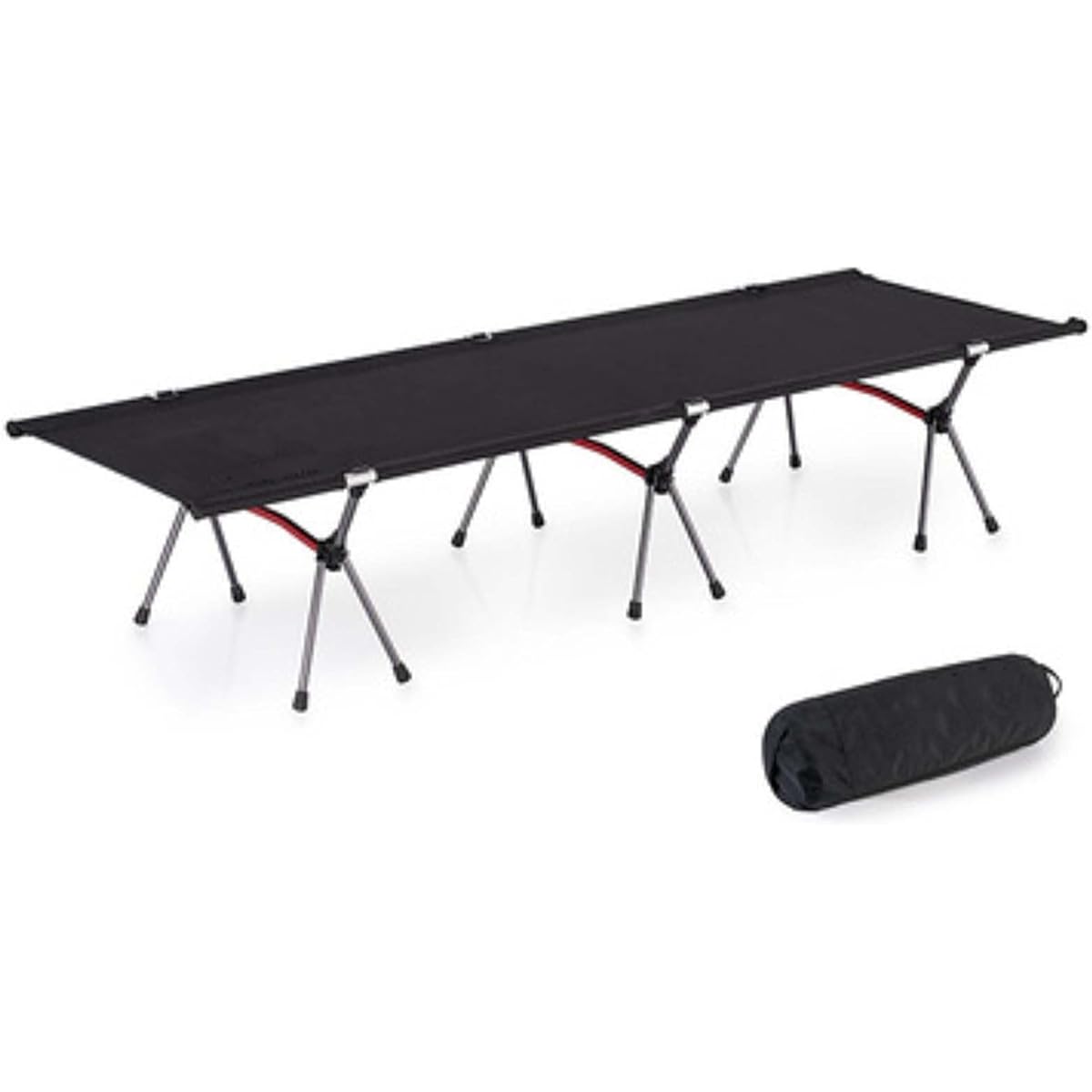 Outdoor Bed Camping Cot 2WAYS (Approx.) W191cm*H19cm/38cm (2 levels)*D67cm Folding Bed Lightweight Load Capacity 150kg Simple Bed Compact Waterproof Breathable Disaster Prevention Storage Case Included (Black)