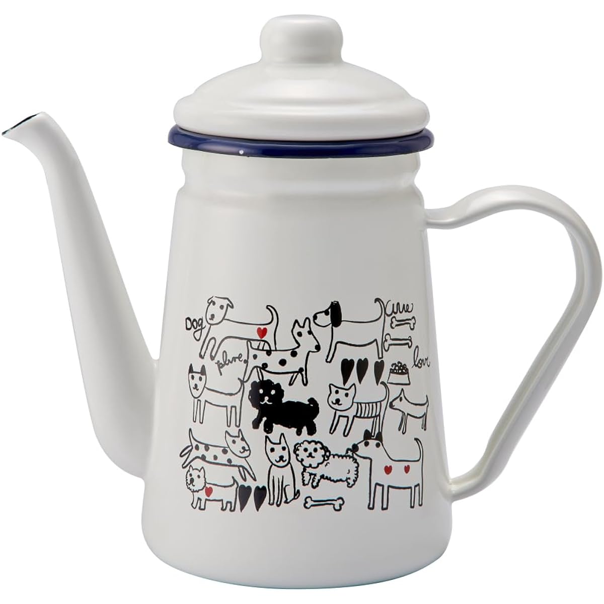 Toyoro Plune. Prune Enamel Cafe Pot "Monotone Dog" [PCP-704] Compatible with gas fire