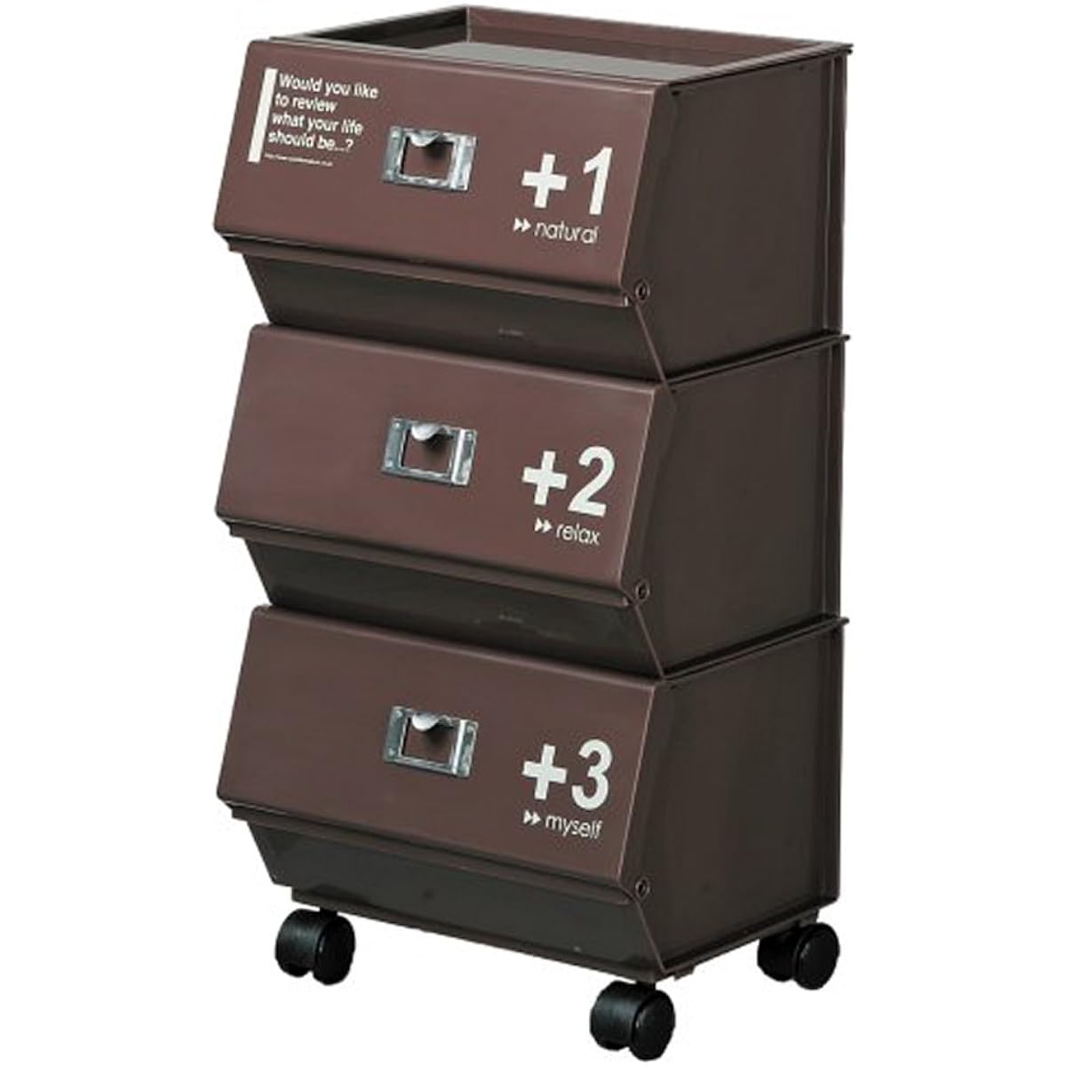 Like-it Rack with Door, Joint Rack, 3 Tiers, with Casters, Cafe Style, Brown, Width 33.7 x Depth 26 x Height 63 cm, Made in Japan CFS-15