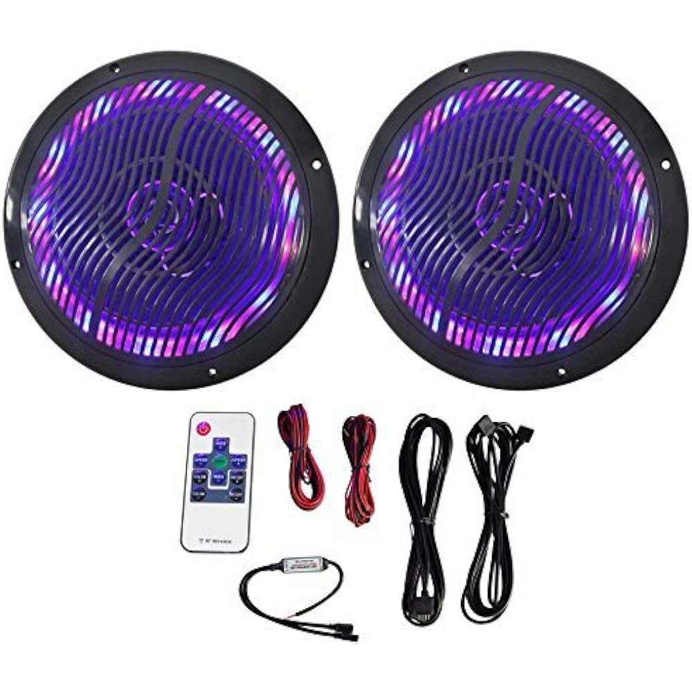 Rockville Rmc65b Pair 6.5" 600W Waterproof Marine Boat Speakers 2 Way Black 8 inch Rmc80lb