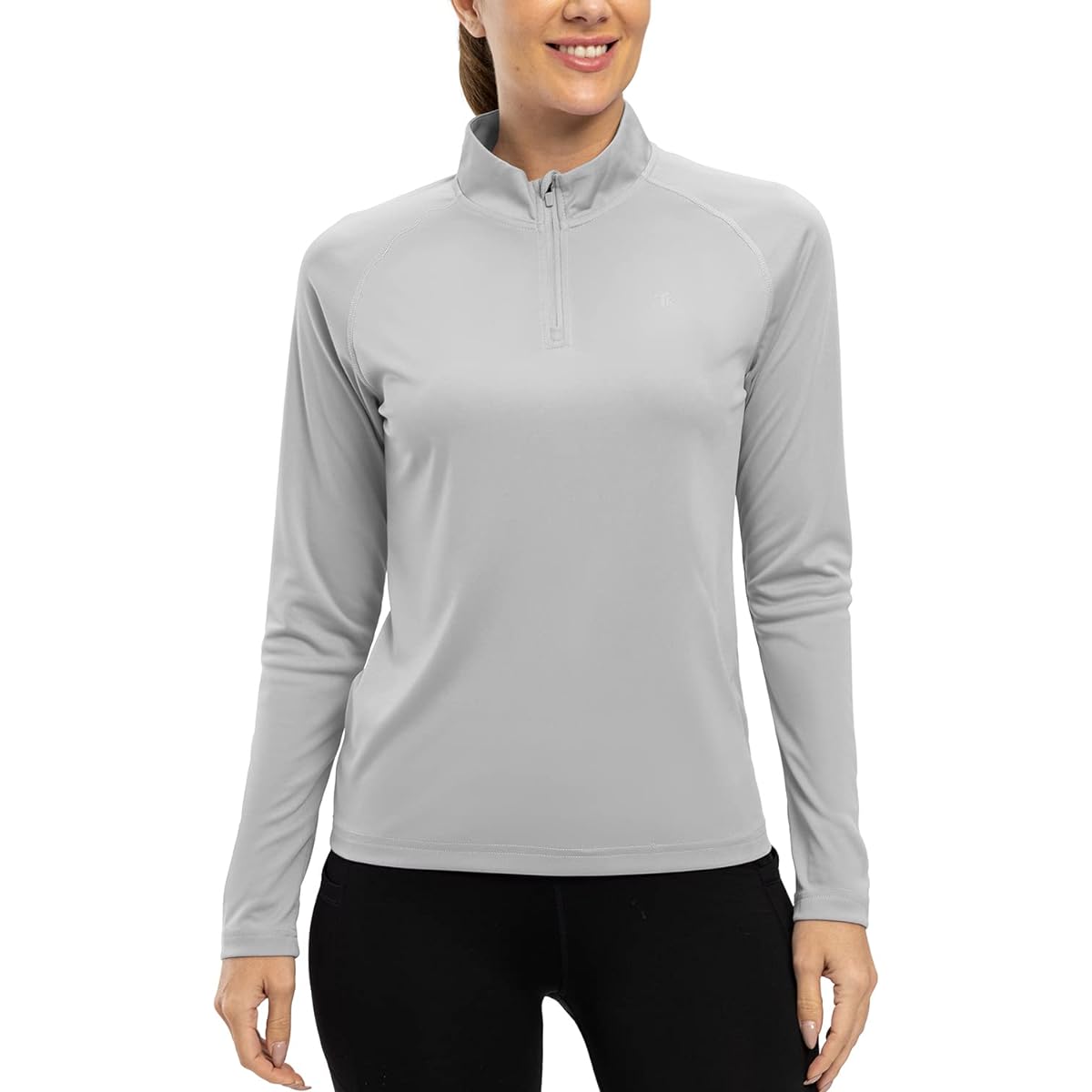 [YSENTO] Women's Sports Shirt, Long Sleeve, 1/4 Zip Up, Golf Wear, Running Wear, Absorbent, Quick Drying, UV Protection, Mountain Climbing, Trekking Wear, Long T-Shirt, All Seasons, 13 Colors