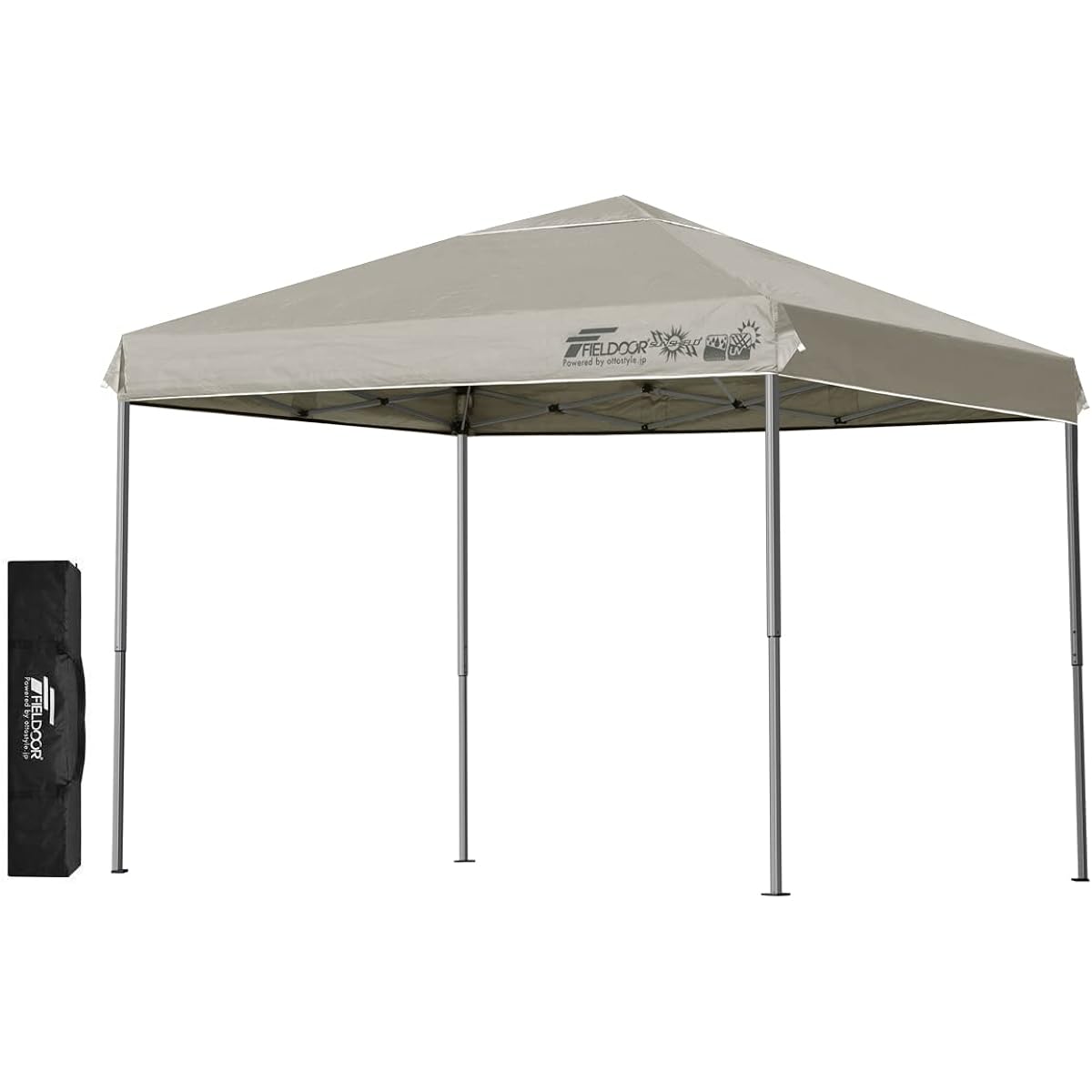 FIELDOOR Easy to assemble!! 3.0×2.0m One-touch tarp tent Lightweight aluminum frame [Reinforced version] G03 Increased roof pillars to 8 Plenty of optional parts sold separately Highly water resistant Silver coating UV cut coating