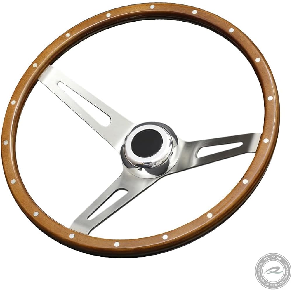 Deporacing Steering Wood Steering 35.5Φ Deep Cone Vintage Style Rivet [D355W]