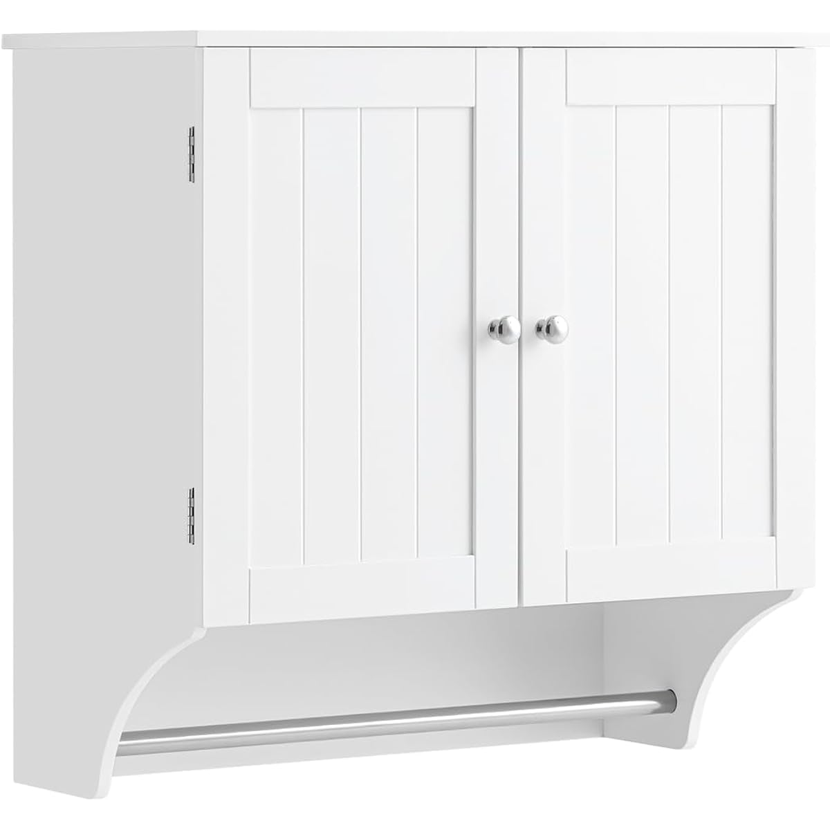 SoBuy Hanging Shelf, Wall Hanging Shelf, Wall Storage, Washroom Storage, Towel Rack, Width 60 x Depth 30 x Height 60, Movable Shelf, Wooden, Scandinavian Style, Towel Hanger, Toilet Storage, Kitchen Storage, Storage Shelf, Laundry Storage (BZR84-W)