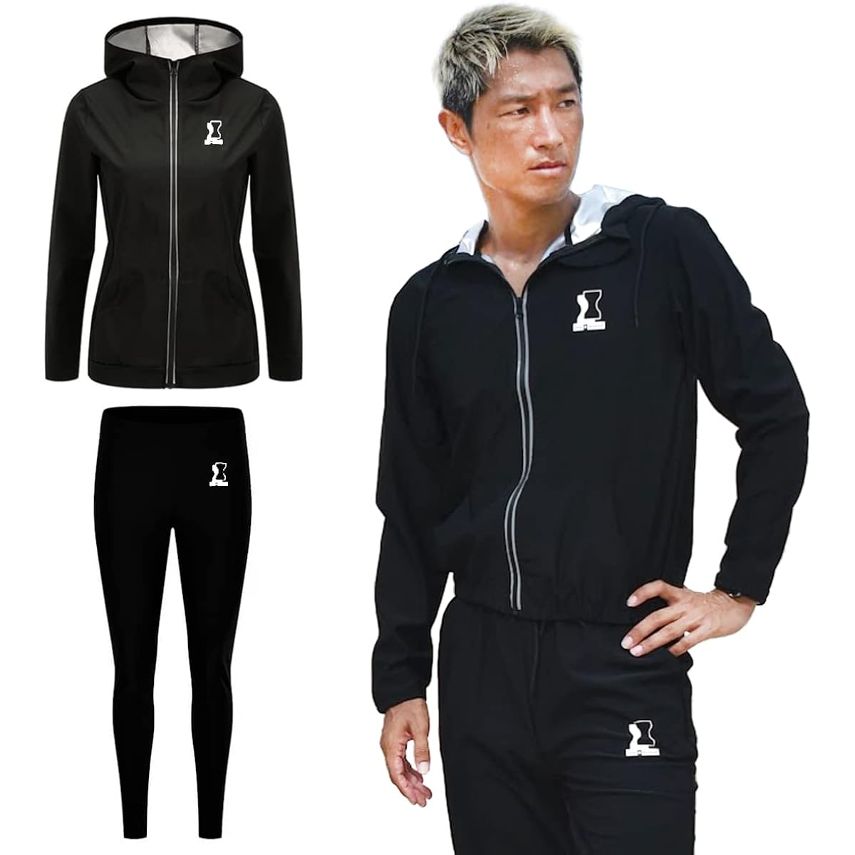 [stile é buono] Sauna suit top and bottom set for men and women, washable, training, sweating, running, walking, load training, style buono