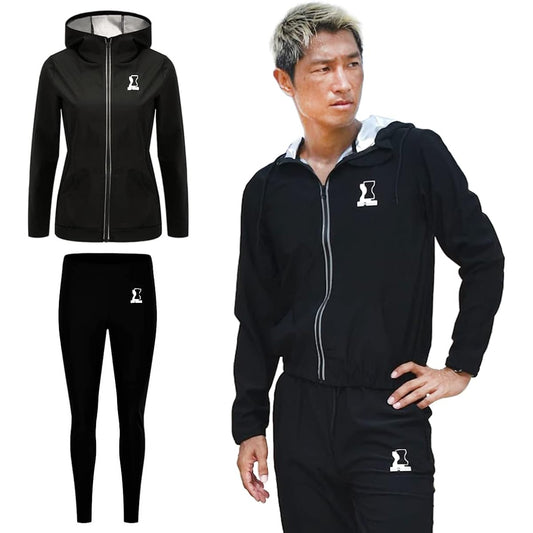 [stile é buono] Sauna suit top and bottom set for men and women, washable, training, sweating, running, walking, load training, style buono