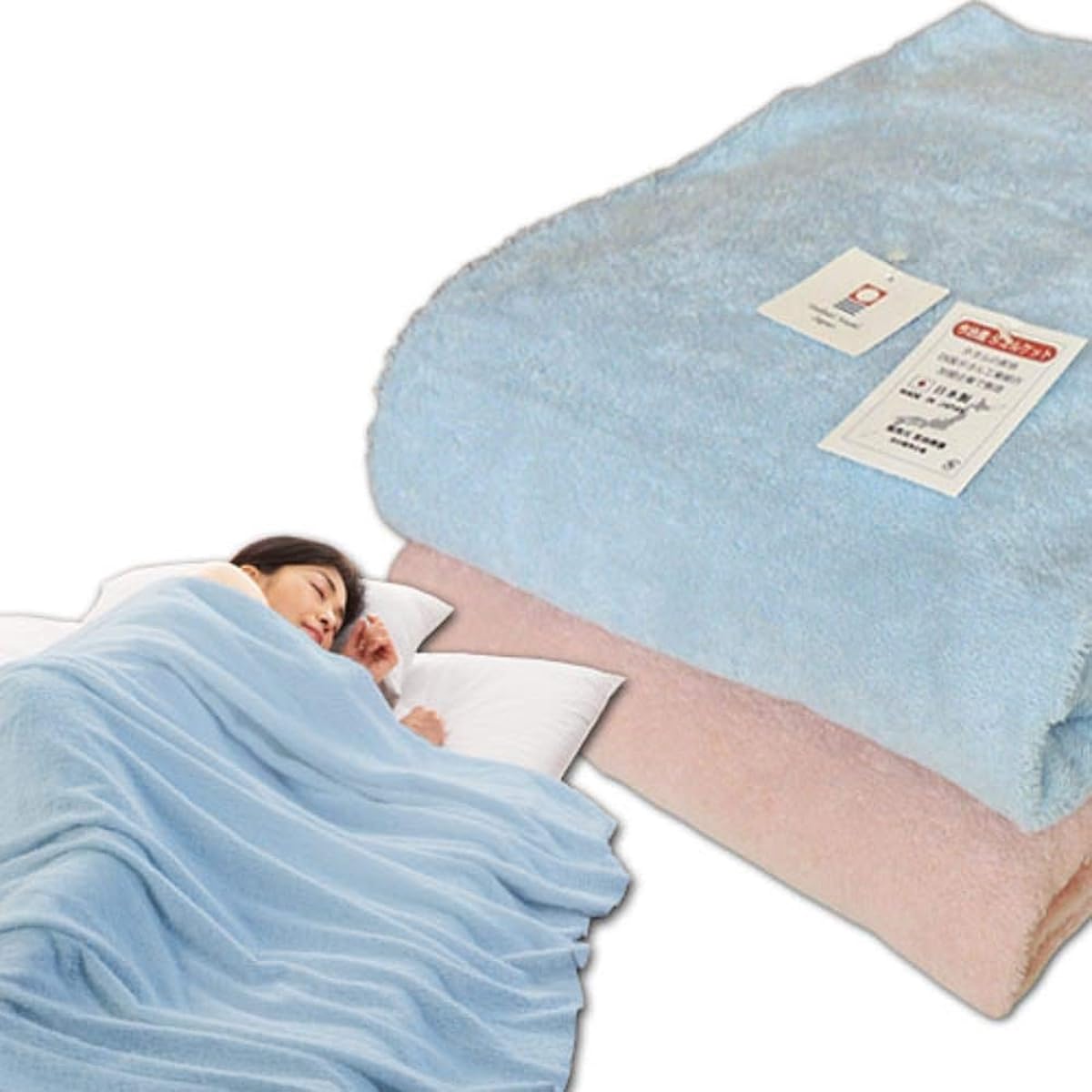 Manufacturer Direct Imabari Towel Blanket, Double 180 x 230cm, Made in Japan, Plain, Pile Does Not Come Off, Washable, Cotton Towel Fabric, Imabari Towel Brand Certified (Blue)