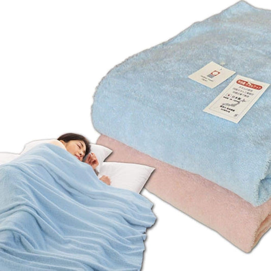 Manufacturer Direct Imabari Towel Blanket, Double 180 x 230cm, Made in Japan, Plain, Pile Does Not Come Off, Washable, Cotton Towel Fabric, Imabari Towel Brand Certified (Blue)