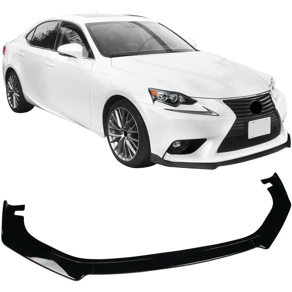 IKON Motorsports Front Bumper Lip 2014-2016 Lexus IS Base Gross Black Front Lip Under Air Augo Body Kit Spoiler Add-on, 2015