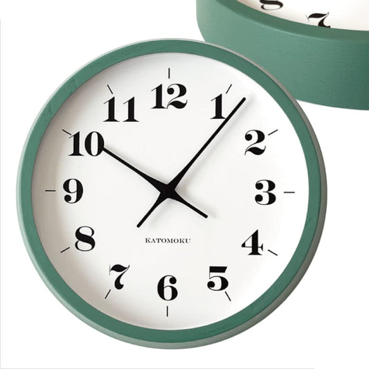 KATOMOKU muku clock 12 green radio clock continuous second hand movement km-97 φ306mm