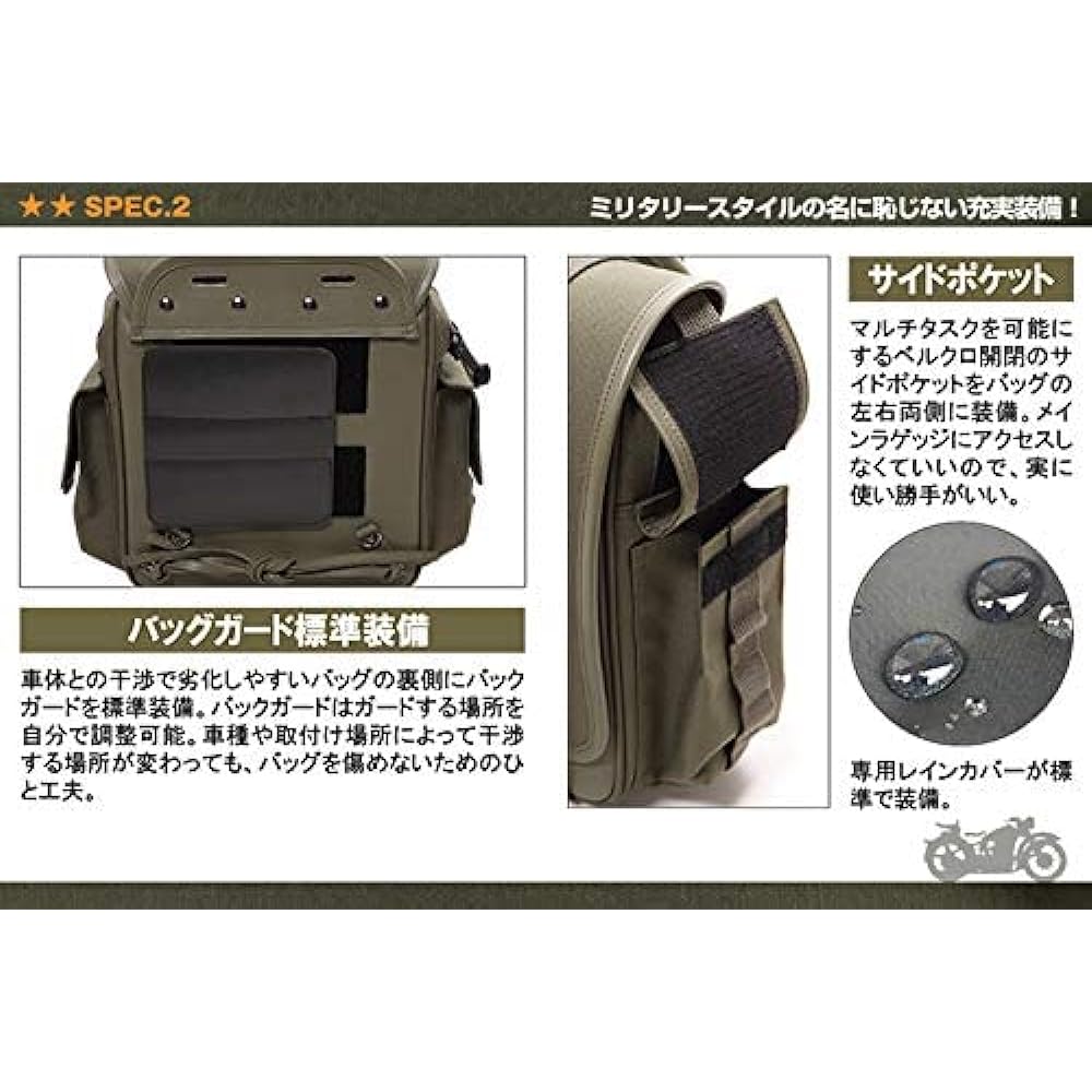 DEGNER Military Taste Nylon Saddle Bag Khaki 8L NB-131