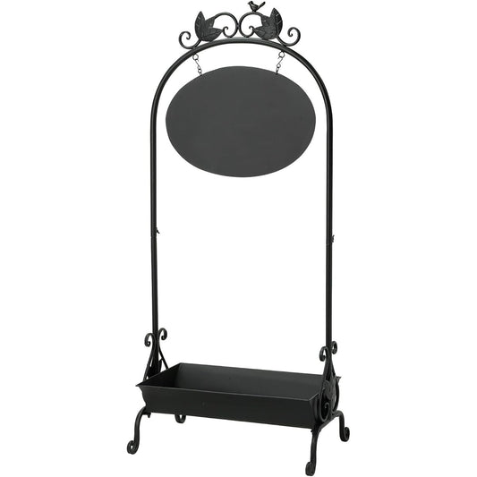 SPICE OF LIFE Iron Stand with Garden Tray Sign Board Black Width 60cm Depth 41cm Height 138cm ACDT5030