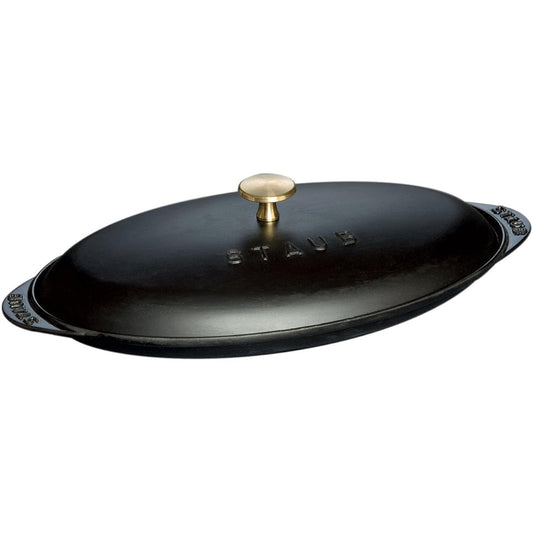 staub "Shallow Oval Hot Plate Black" Plate Compatible with IH [Authorized Japanese Product] Specialty 40509-400