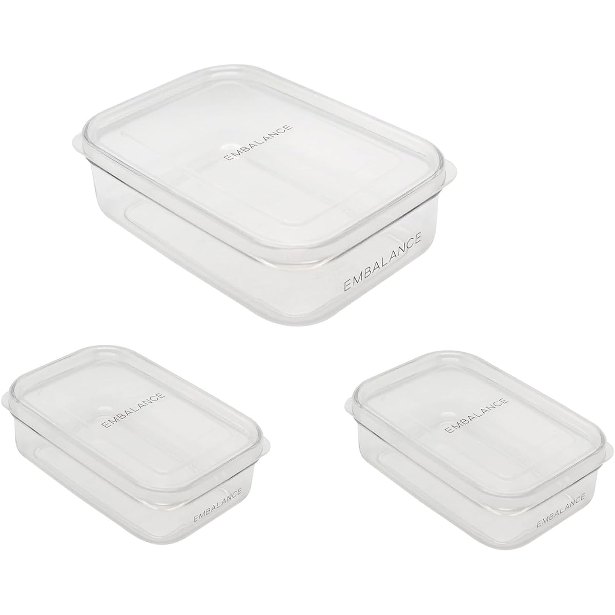 Wilmax Storage Container Embalance Clear Container XS x 2 M x 1 Set Made in Japan Dishwasher Safe Durable Break Resistant Freezer Refrigerated Stylish Tupperware 355624