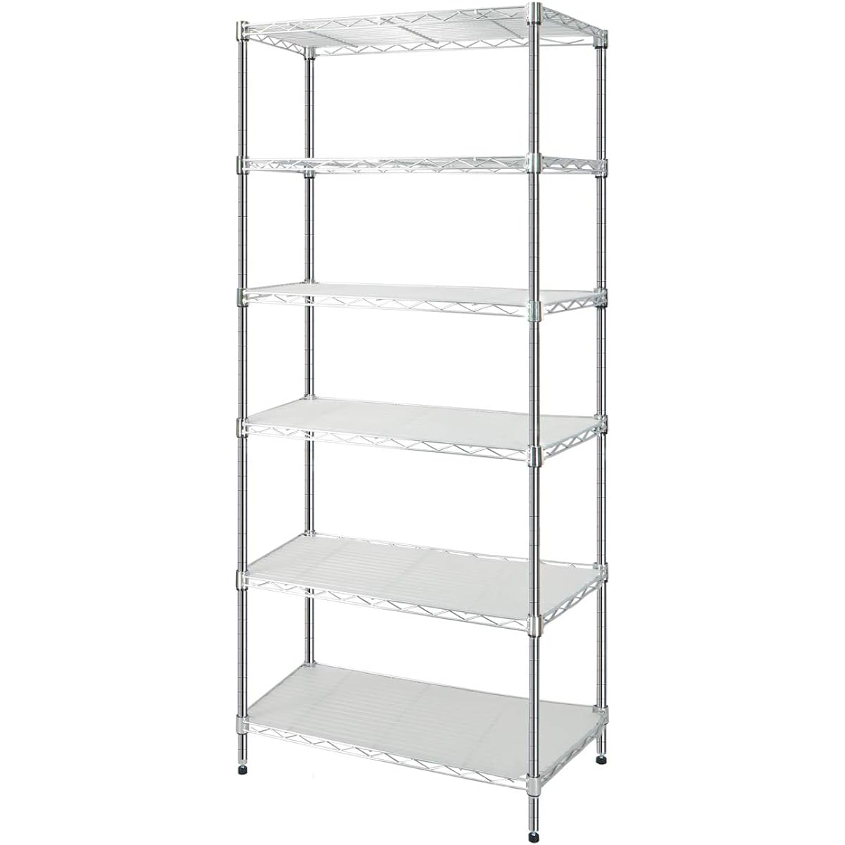 Luckycoco Rack Steel Rack Metal Shelf Shelf Kitchen Storage 6 Tiers Pole Diameter 19mm Width 59 x 34 Depth x Height 150cm Load Capacity 390kg Rust Proof Silver