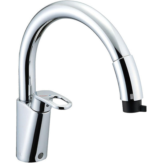 LIXIL INAX One Hole Single Lever Mixing Faucet for Kitchen with Hand Shower, Eco Handle, Freeze Prevention Drain Specification RSF-831YN