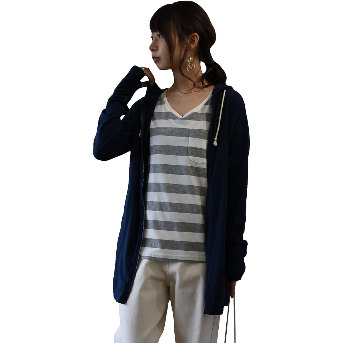 [And It] UV Long Hood Zip Up Parka Women's M L LL