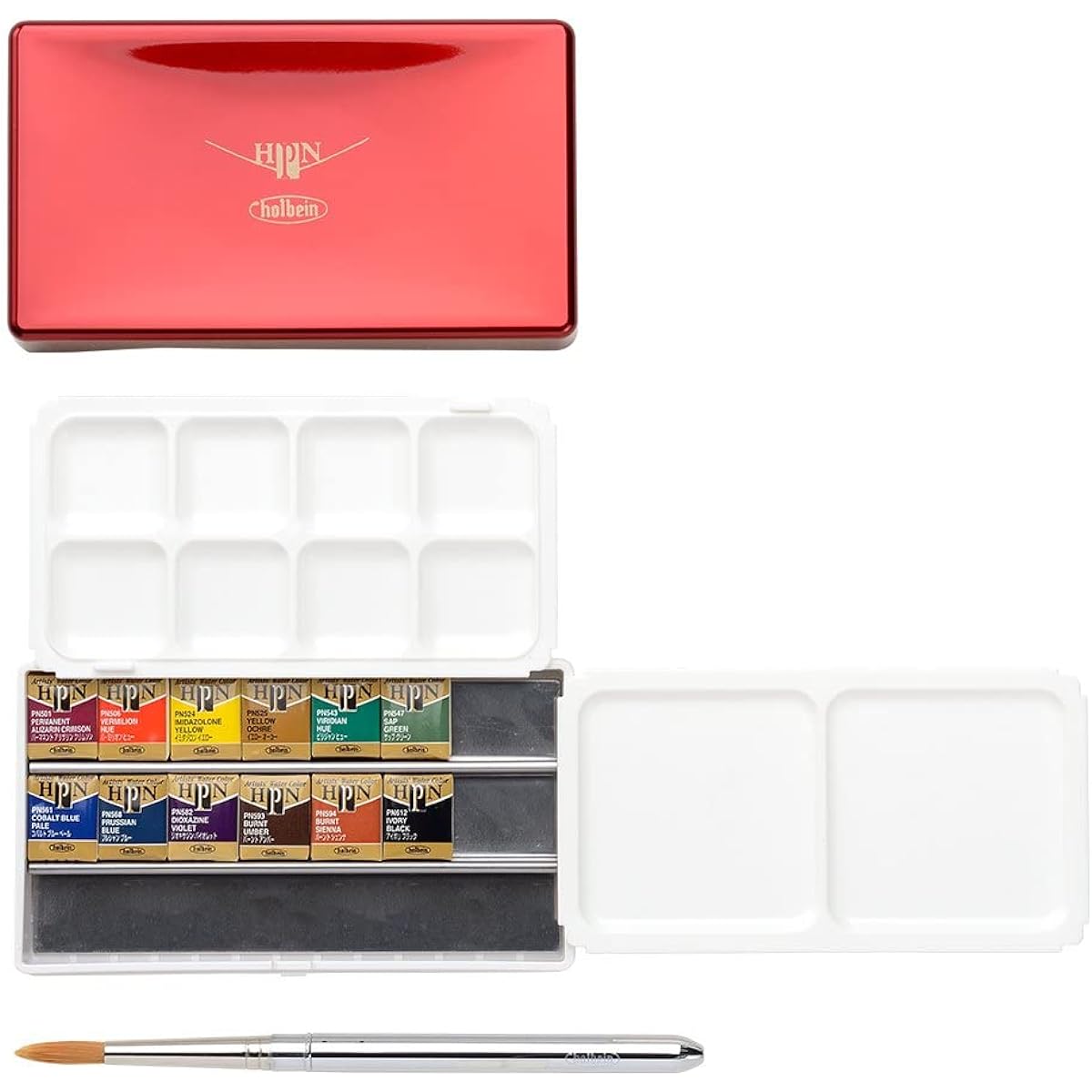 Holbein Solid Watercolor Paint Artist Pan Color PN691 12 Color Set (Palm Box) 02691