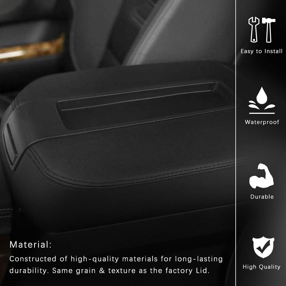 AABIGAIL Center Console Arm Rest Cover 2007-2013 Chevrolet Silverado, Taho, Sabarban, Ava Lunch, GMC Sierra, Ucon, Ucon XL Automatic Leather Sewing Console Cover replacement (black)