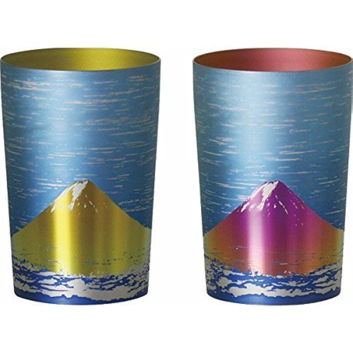 HORIE Made in Tsubame, Niigata Prefecture Titanium Double Tumbler Fuji 270cc Red Fuji/Gold Fuji Set in Paulownia Box T09MFRG270 T09MFRG270