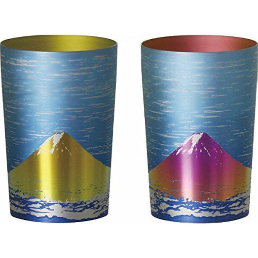 HORIE Made in Tsubame, Niigata Prefecture Titanium Double Tumbler Fuji 270cc Red Fuji/Gold Fuji Set in Paulownia Box T09MFRG270 T09MFRG270