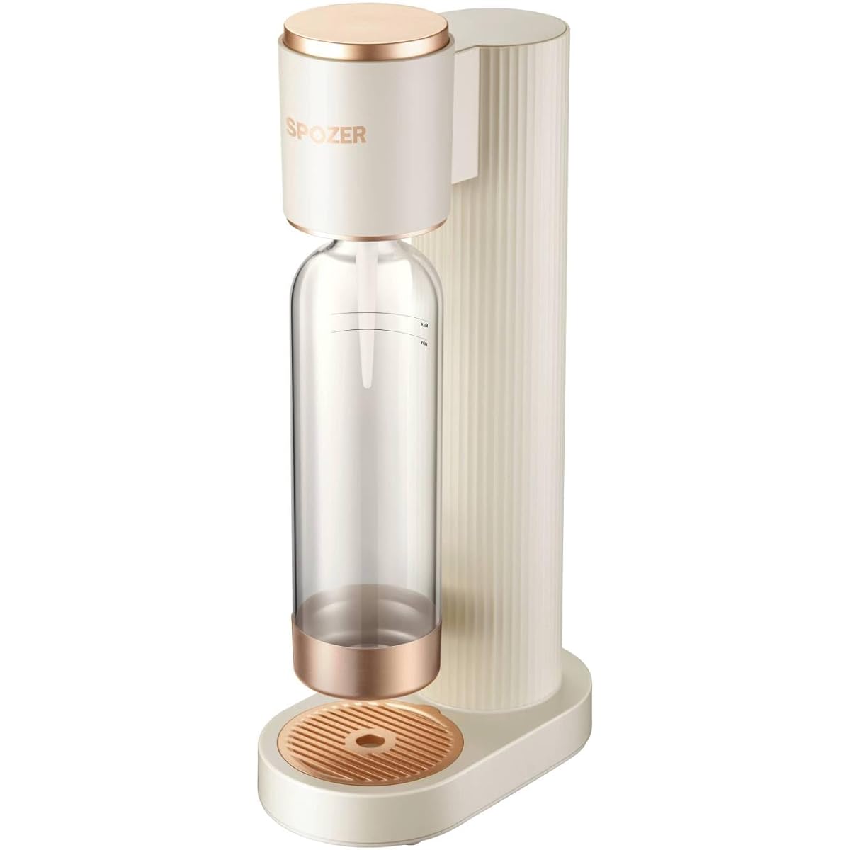 SPOZER Carbonated Water Maker, Carbonated Water Machine, Gas Cylinder Type, Home Use, Soda Maker, Compatible with 60L Screw-in Gas Cylinder, 1L Bottle, No Power Supply Required, Stylish, Japanese Instruction Manual (White)