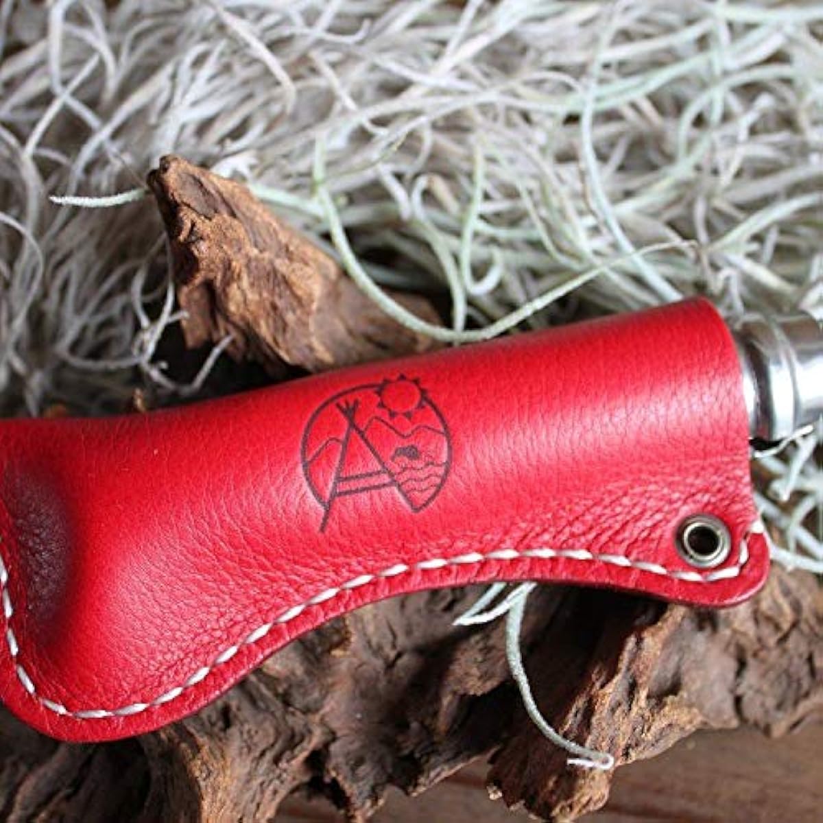 What will be will be & Greenfield OPINEL Folding Knife No.8 Leather Case Leather Color (Red) Stitching (Dark Brown) Handmade Natural Camping Outdoor