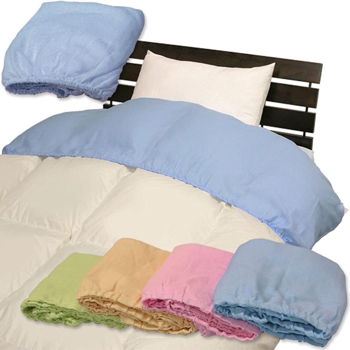 Collar cover for comforter, single size, 150 x 50cm, sold directly by manufacturer, double gauze collar cover, single, with elastic all around, 4 colors set