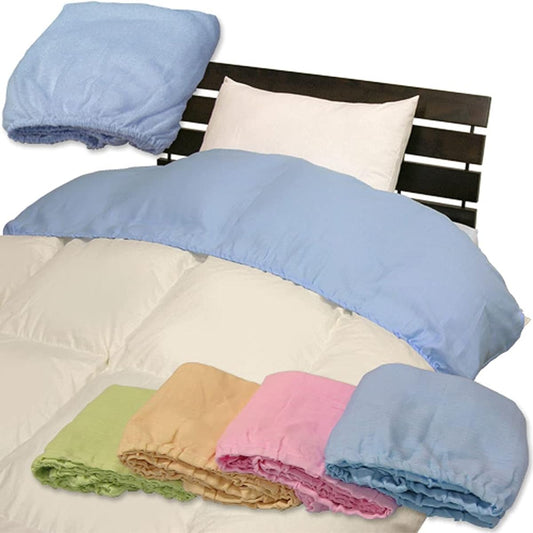 Collar cover for comforter, single size, 150 x 50cm, sold directly by manufacturer, double gauze collar cover, single, with elastic all around, 4 colors set