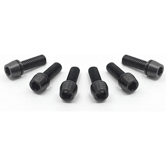 EGWORKS High Strength 64 Titanium Bolt ULTRA-Ti™ M5/16mm for Stem with Washer Premium Black Set of 6
