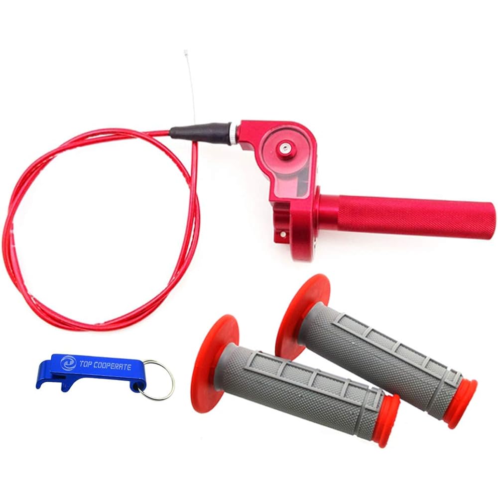 TC-Motor Red CNC Alloy Twist Throttle Cable Assembly Handle Grip XR CRF50 KLX Pit Dirt Trail Bike 50cc 70cc 90cc 110cc 125cc 140cc 150cc 160cc