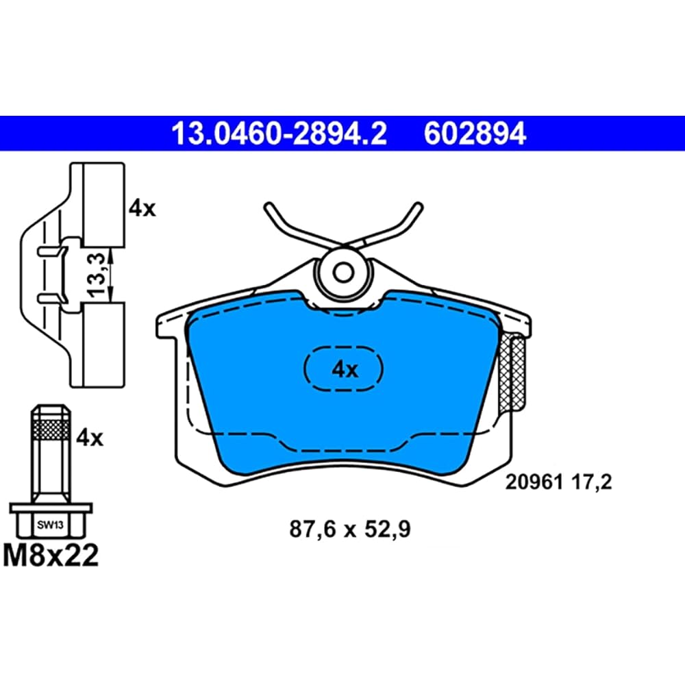 PADDING (ate-at2020) Brake Pads Set 1j0698451l 13046028942