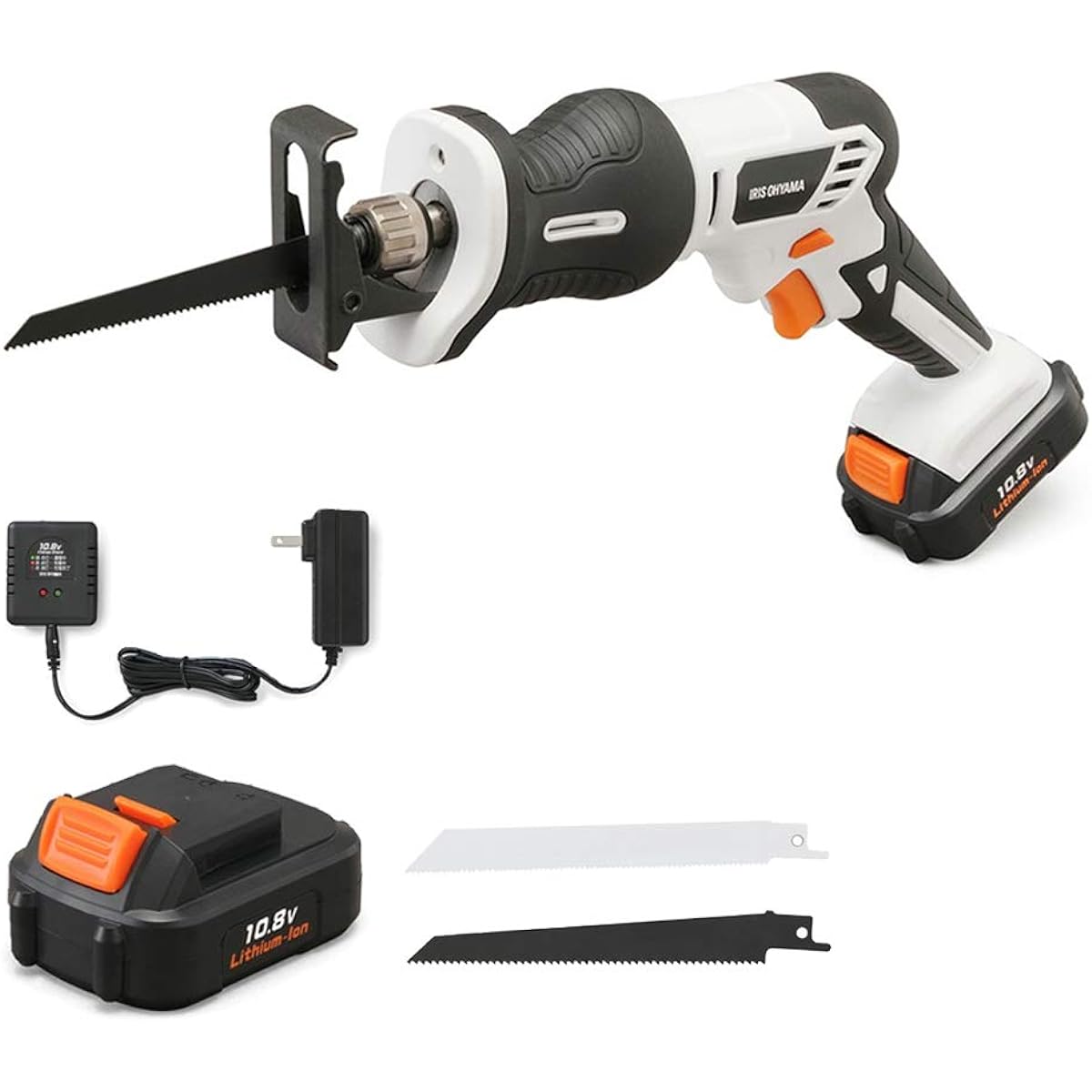 Iris Ohyama Rechargeable Reciprocating Saw Electric Saw with Battery and Charger Includes Blade for Wood and Steel JRS13 [10.8V Common Battery Series]
