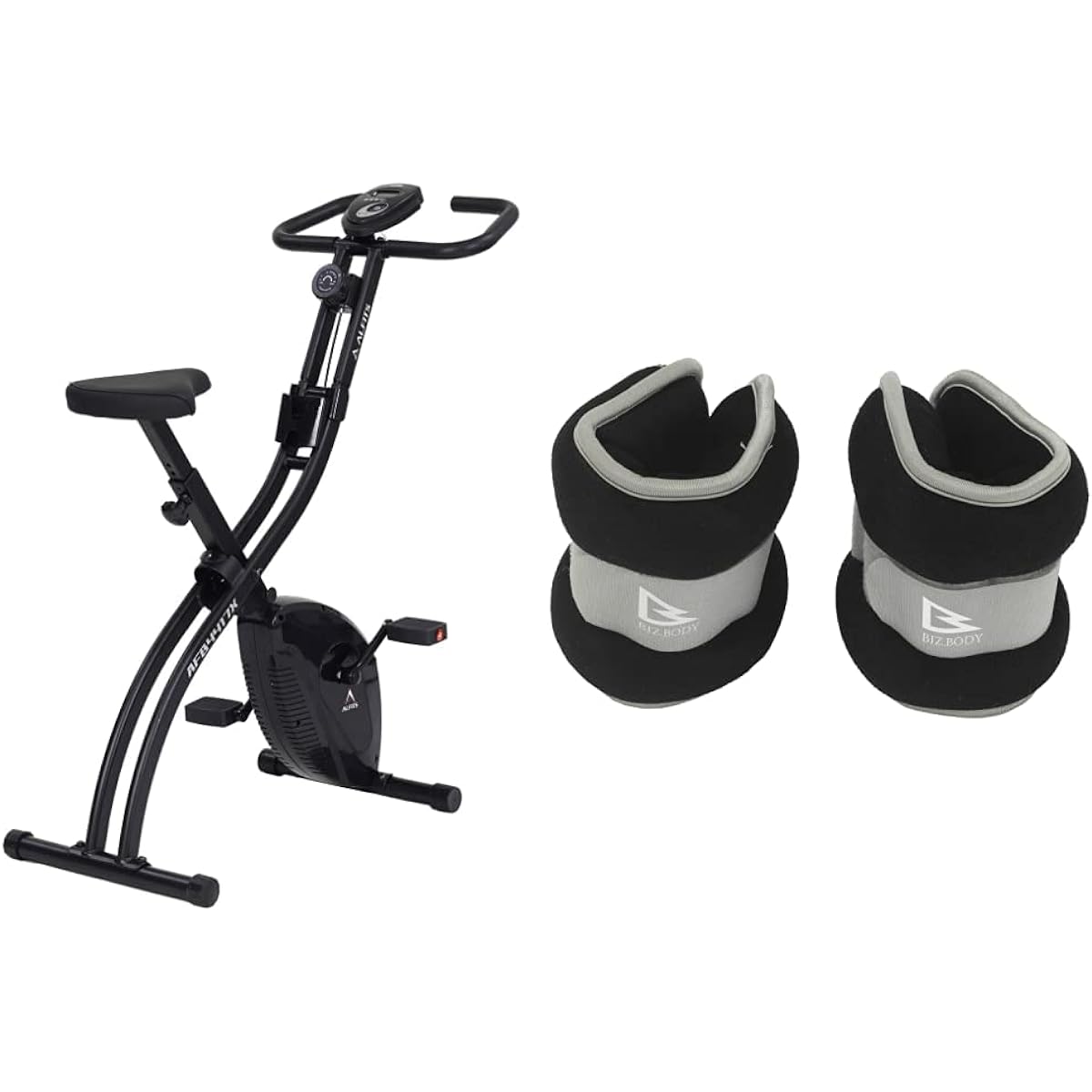 ALINCO Fitness Bike Cross Bike AFB4417XK Quiet Saddle Adjustment Easy Assembly Folding + ALINCO Wrist Ankle Weight 2.0kg Set of 2 WB308