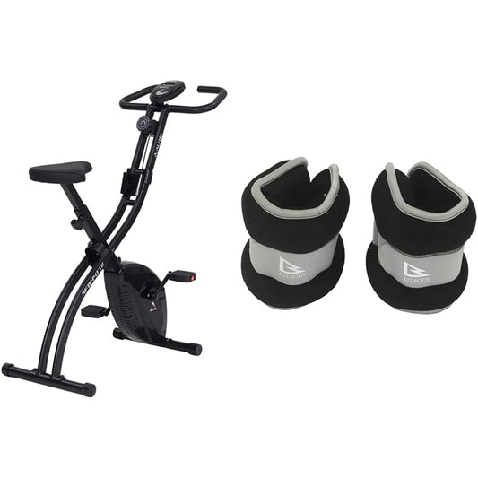 ALINCO Fitness Bike Cross Bike AFB4417XK Quiet Saddle Adjustment Easy Assembly Folding + ALINCO Wrist Ankle Weight 2.0kg Set of 2 WB308