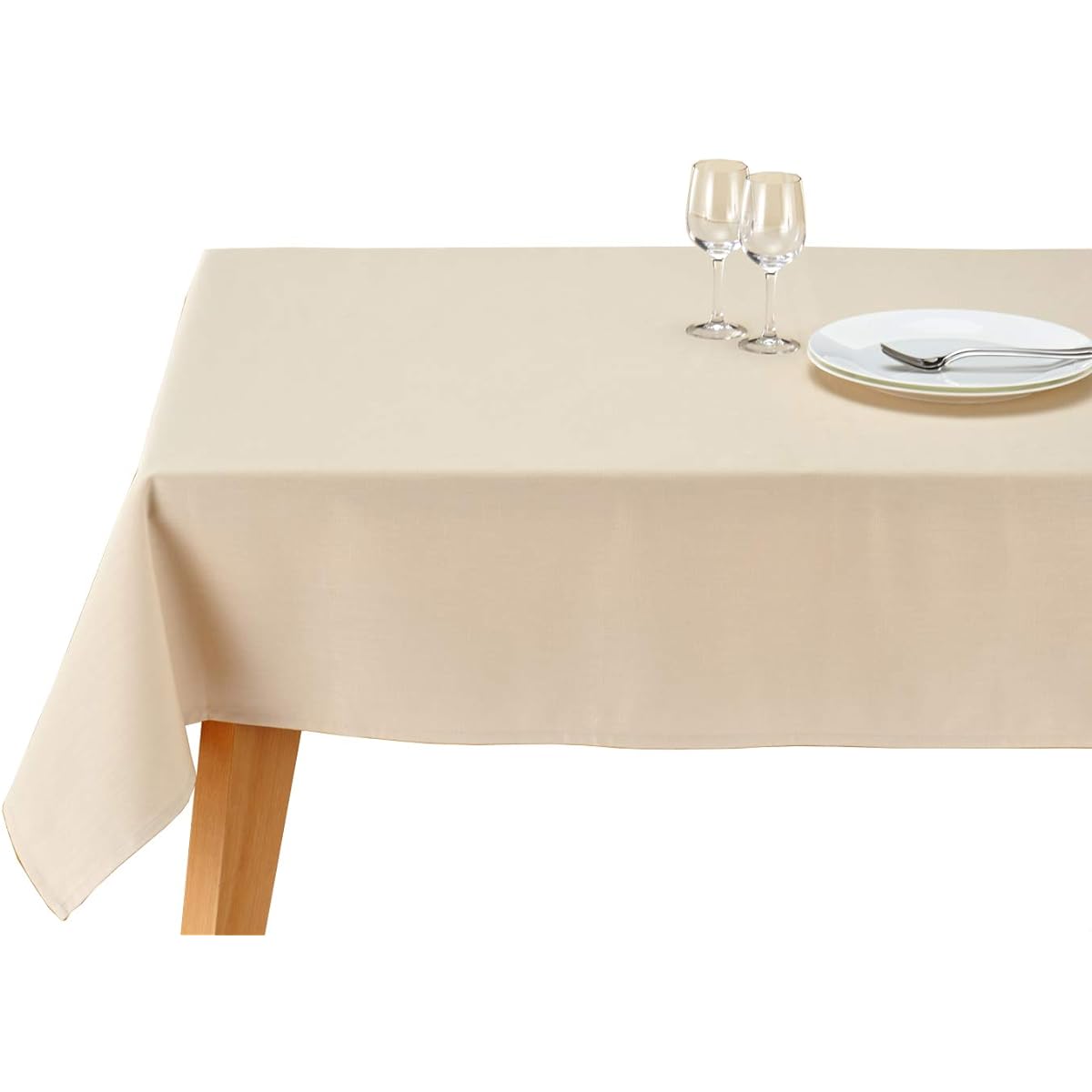 Blooming Nakanishi Table Cloth Delicious Color (Vanilla (Beige) / 130 x 200cm) For 4 People Water Repellent Rectangle Plain Machine Washable (Water Repellent Finished/Made in Japan) 400200-0001-20